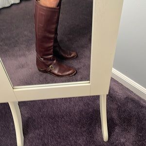 JIL SANDER Brown leather knee-high boots in excellent condition. Size 8 1/2.